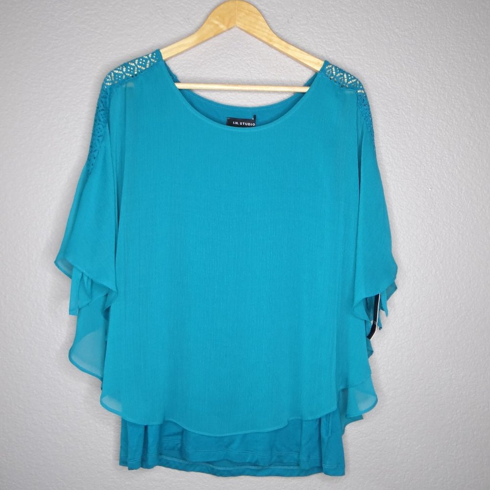 Turquoise Green Top with Lace NWT Size XL X-Large I.N. Studio